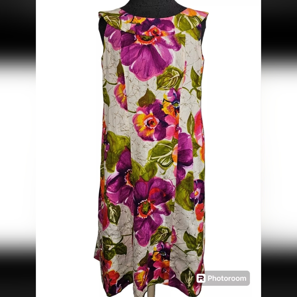 VTG 60's 70s Alice Polynesian Fashions Barkcloth sheath swing dress S/M